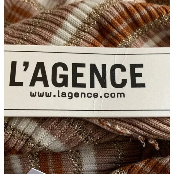 L'AGENCE Mirija Pink White Gold Metallic Stripe Duster Cardigan Sweater - Picture 7 of 7